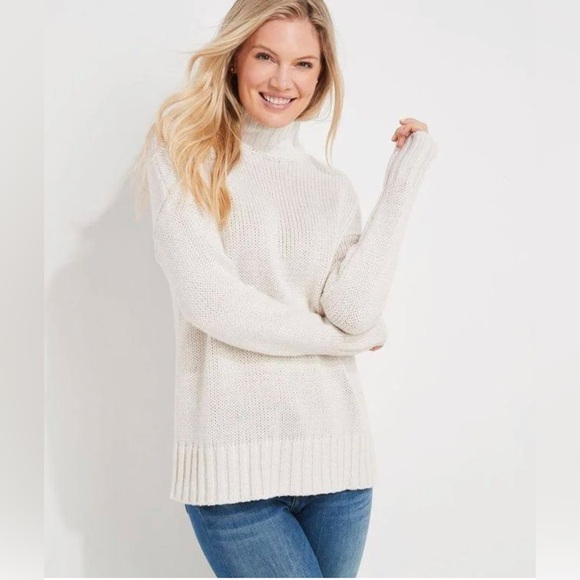 NWT Vineyard Vines Mock Neck Knit Sweater (Subtle Shine) Marshmallow - Picture 5 of 6